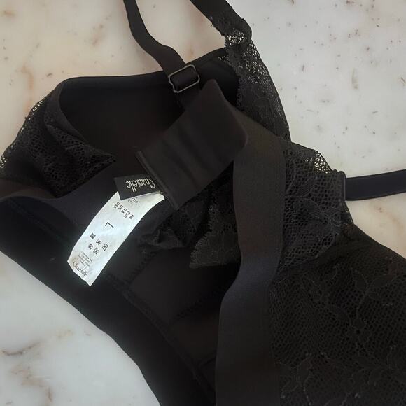Chantelle Women’s Lace Racerback Black Bra Soft Cup No Underwire Large - Picture 6 of 6